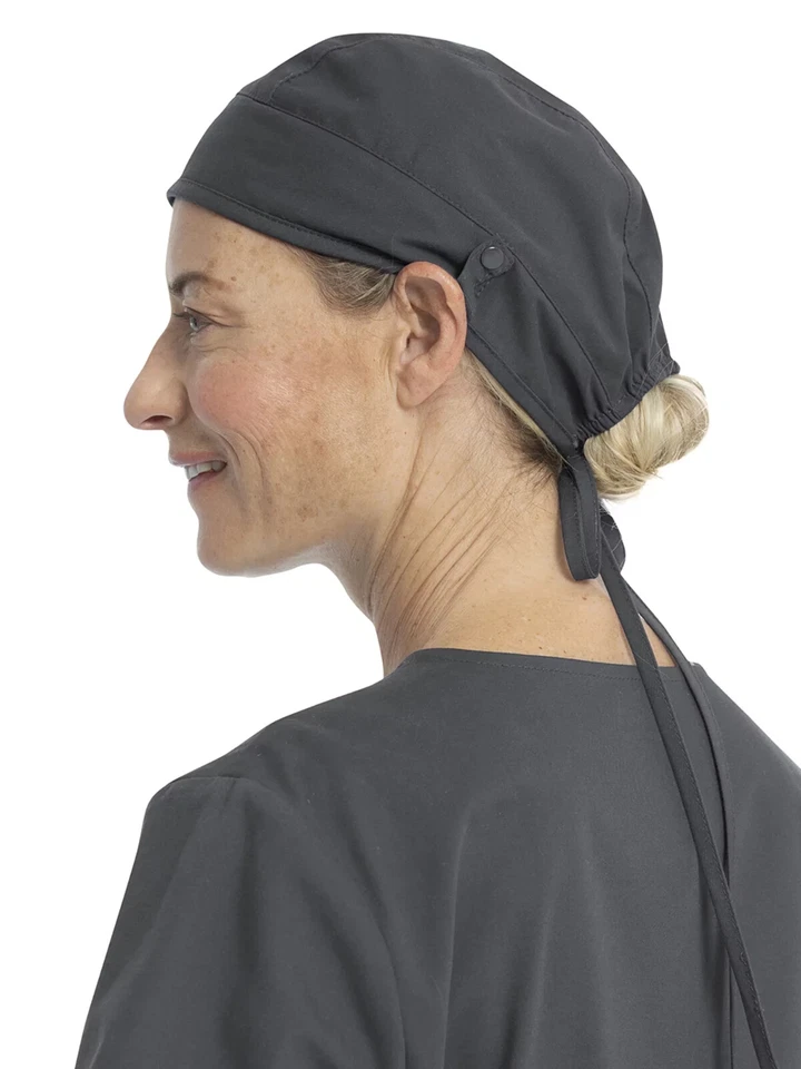 Scrubstar 2-Pack Unisex Adult Surgical Scrub Hats Adjustable w/ Snaps (Gray)