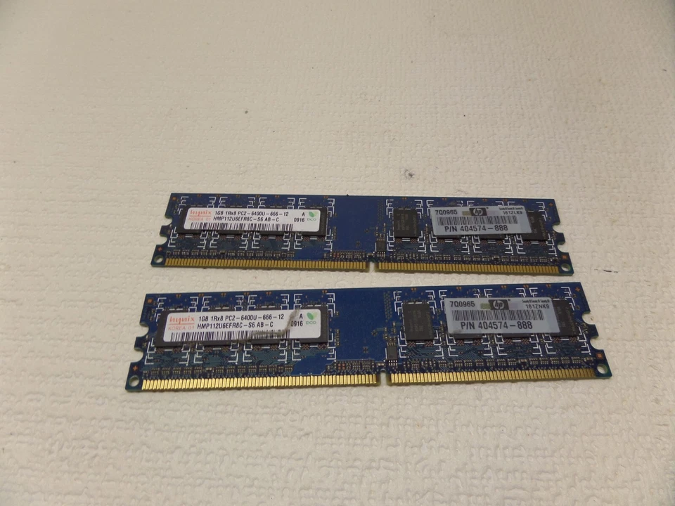 Hynix 2x 1GB 1Rx8 PC2-6400U-666-12 2GB desktop ram memory 404574-888 - Image 1 of 1