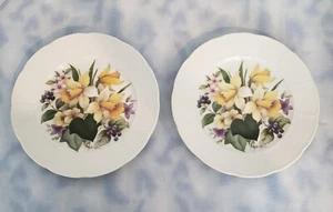 VTG Limoges St. Martin Salad Dessert Plates White Floral Woven Edge 7.5" Set/2 - Picture 1 of 12