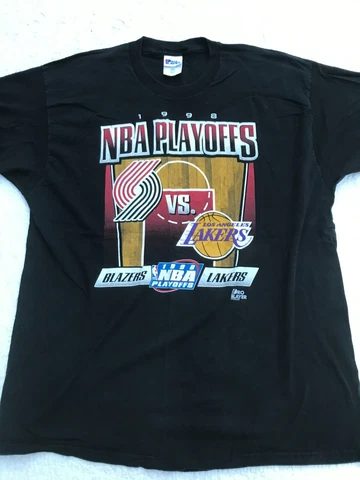 Vintage Pro Player XXL Blazers Vs Lakers 1998 NBA Playoff Graphic Shirt Rivalry Cover