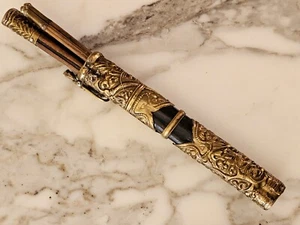 Antique Chinese Dragons Traveling Trousse Chopstick Knife Set Wood Brass Genuine - Picture 1 of 9