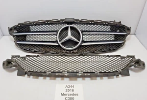 ✅ 15-17 OEM Mercedes W205 C300 Front Bumper Center Hood Grill Emblem Lower SET* - Picture 1 of 22