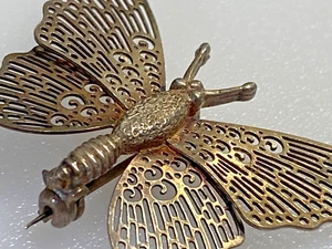 Vintage Sterling Silver Brooch 925 Butterfly Filigree 2,72g - Picture 1 of 8