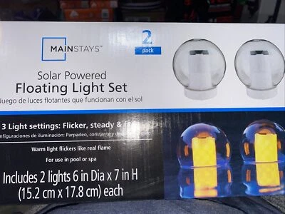 Paquete de 2 luces de bola parpadeantes flotantes de llama con energía solar para piscinas y baños Foto 1 de 2