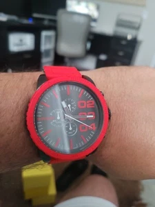 Diesel Herren Double Down 51 Chronograph schwarz rot Silikon Uhr (benötigt Batterie) - Bild 1 von 14
