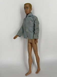 Vintage 1960 Mattel Barbie Ken Doll Blonde Hair Blue Eyes With Long Sleeve Shirt - Picture 1 of 8