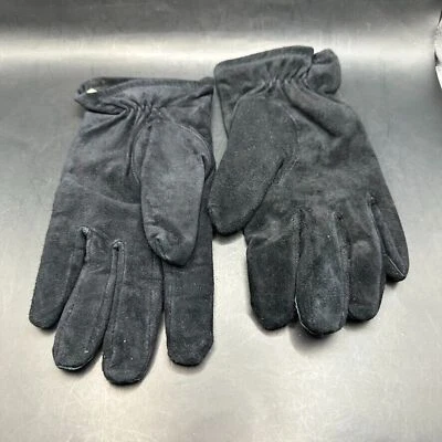 Guantes Lands End de gamuza de cuero negro para mujer talla grande forro de nailon aislante Foto 1 de 4