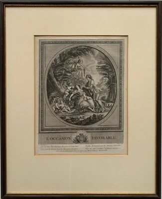 Gravure sur Cuivre Duhamel France Classicisme Femme Érotique Bouclier Empire - Photo 1/4