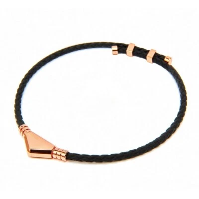 CLAVIS ARES MAGNETIC THERAPY SPORTS GOLF HEALTH NECKLACE BLACK BAND ROSE GOLD - Image 1 of 4