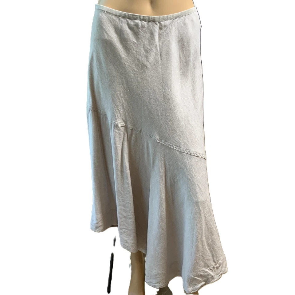 Nic + Zoe женщина кремовый ассиметричный кромки Midi льняная юбка Sz 14W прибрежный бабушка - Изображение 1 из 4