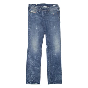 Pantalones de mezclilla para mujer DIESEL Distressed Lowky azules ajustados rectos lavado a la piedra W28 L32 - Imagen 1 de 6