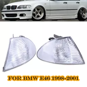 Pair For BMW 3 Series E46 98-01 Front Indicator Turn Signal Corner Clear Lights - Picture 1 of 6