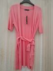 BNWT M & S short sleeve belted bubblegum pink ribbed knit cardigan - size Small