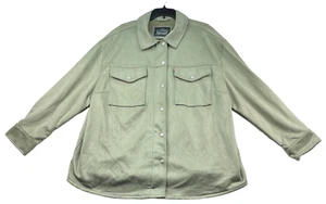 Levis Coat Womens Plus size 3X Green Faux Suede Full Zip Up Snap Button New - Picture 1 of 8