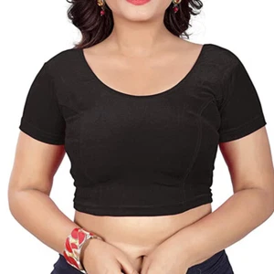Camicia donna velluto sari cuciti camicette crop top sari choli tunica top - Foto 1 di 2
