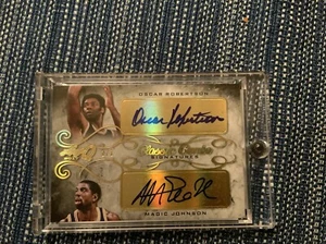 True 1/1 Dual Auto Magic Johnson/oscar Robertson Classic Combo 07 Leaf Hof Goat - Picture 1 of 2