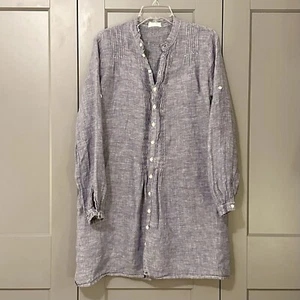 Vestido túnica CP Shades lino cambray pintucado Yoko mangas con lengüeta enrollable de gran tamaño S - Imagen 1 de 11