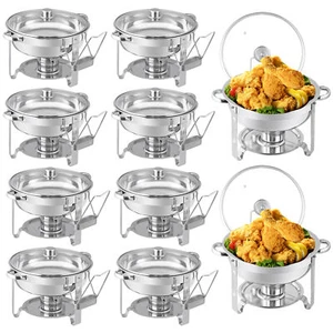 Chafing Dish Buffet 10 Pack w/Food & Water Pan Frame Lid Holder for Wedding 5QT - Picture 1 of 24