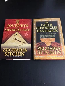 Lot - 2 Zecharia Sitchin Books Earth Chronicles Handbook Mythical Past Hardcover - Picture 1 of 12