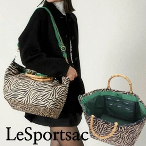 ¡NUEVO! ¡Modelo limitado! Bolso de hombro LeSportsac GRANDE BAMBÚ 2 vías cebra crema - Imagen 1 de 20