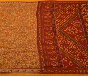 Sushila Vintage Indian Saree 100% Pure Cotton Printed Paisley Soft Craft Fabric - Picture 1 of 9