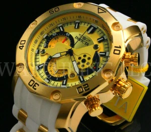 New Invicta Men Pro Diver Scuba 3.0 Chrono 18K Gold Plated Gold Dial Poly Watch - Picture 1 of 10