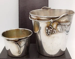 WELLNER COPPIA SECCHIELLI PER GHIACCIO E BOTTIGLIA - SILVER PLATE - Foto 1 di 14