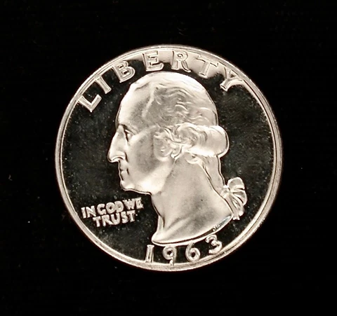 1963 25c HIGH GRADE FROSTED PROOF !!!!! GORGEOUS DCAM OBVERSE !!!!! Cover