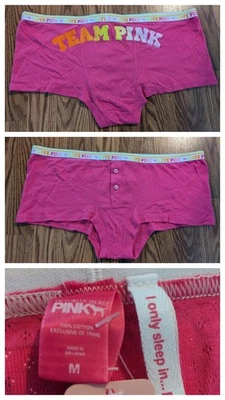 NUEVO CON ETIQUETAS Pantalones Cortos Victoria's Secret ROSA Perro Tiro Bajo Y2K Niño Bragas M 2007 Foto 1 de 4