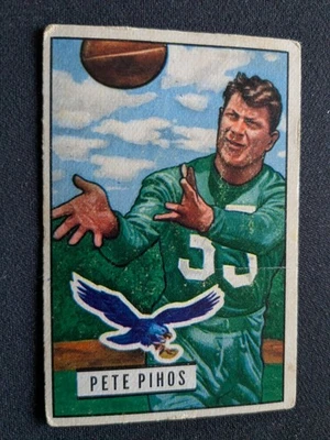 1951 Bowman Football Card # 46 Pete Pihos - Philadelphia Eagles (VG) - Image 1 of 3