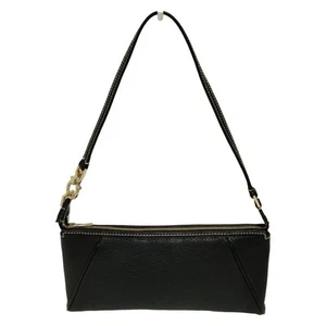 Auth Salvatore Ferragamo Gancini - Black Leather Handbag - Picture 1 of 8