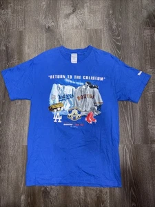 VTG Los Angeles Dodgers vs Red Sox 2008 Return To The Coliseum MLB M Shirt Blue - Picture 1 of 7