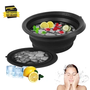 Face Bowl for Ice with Built-In Icetray,Portable Foldable Silicone Face Ice Bath - Picture 1 of 7