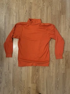 Vintage 60s Orange Woolrich 100% Cotton Turtleneck Sweater Made in USA Medium - Picture 1 of 5
