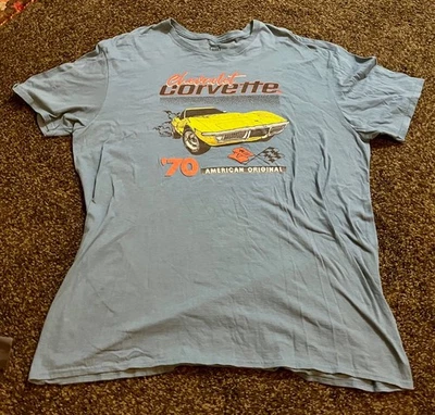 Camiseta Vintage Azul GM - "Chevrolet CORVETTE '70 American Original" - Talla: XL Foto 1 de 3