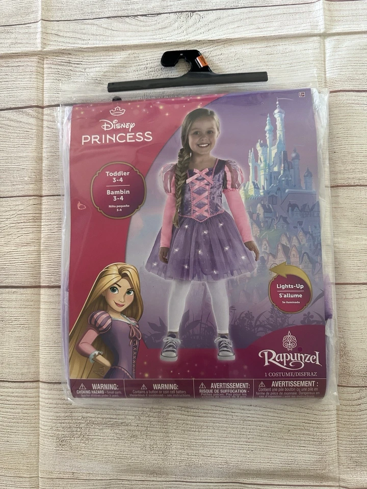 Disney Princesas Rapunzel Vestido Enredado Disfraz Talla 3-4T Foto 1 de 4