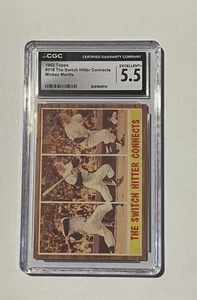 1962 Topps Mickey Mantle the Switch Hitter CGC 5.5 Excellent + Cash Back !! - Picture 1 of 2