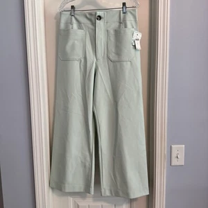 Pantaloni a vita alta Anthropologie MAEVE Colette 31 crop gamba larga ecopelle NUOVI - Foto 1 di 9