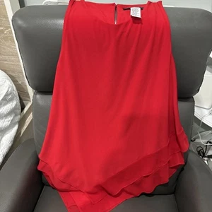 Coco Bianco Sleeveless Top Sz Large Assymetrycal Hem Sheer Chic Y2K - Picture 1 of 6