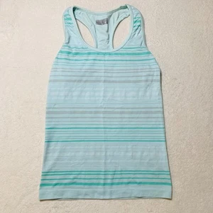 Athleta Racerback Tank Top, integrierter BH Gr. S Damen - gestreift türkis und grau - Bild 1 von 3