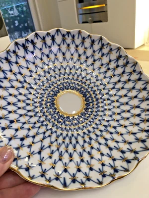 Lomonosov Porzellan Kobaltnetz Gebäck Schale  - Bild 1 von 4