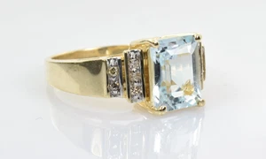 Aquamarin & Diamant Ring in 14 Karat Gelbgold 2,10 Karat Größe 7 - Bild 1 von 6