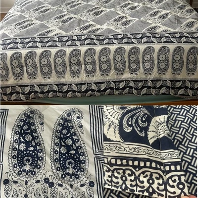 Edredom reversível Ralph Lauren Home azul marinho paisley e geométrico King 106x96 - Imagem 1 de 4