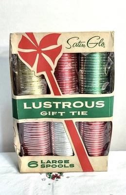 Винтажная атласная подарочная оберточная лента Glo упаковка 6 катушек новая из старых запасов в коробке - Изображение 1 из 4