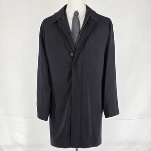 Quiet Luxury Jos. A. Bank Overcoat Men XL Black Removable Liner Business Formal - Picture 1 of 15