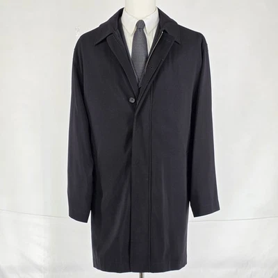 Quiet Luxury Jos. A. Bank Overcoat Men XL Black Removable Liner Business Formal - Image 1 of 4