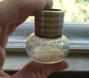 1910 KEANE MOISTENER HAND BLOWN BOTTLE WITH STERLING SILVER TOP HERBST & WASSALL - Picture 1 of 7