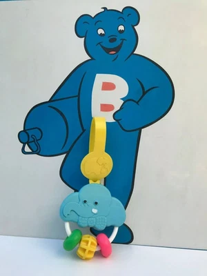 2 ⚜️ Ancien Jouet Hochet Éléphant Bleu Fisher Price Année 1983 Vintage - Photo 1/2