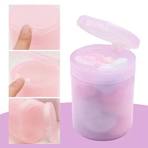 Cotton Pads Storage Cup with Clip Lid Cotton Balls Swabs Organizer Makeup Tools​ - Picture 1 of 12
