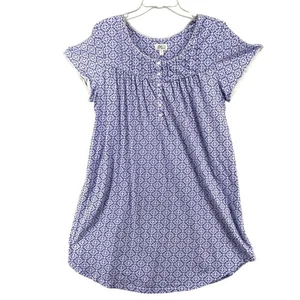 Aria Collection Pigiama Abito Donna Tg L Viola Floreale Cotone Camicia da Notte Sonno - Foto 1 di 11